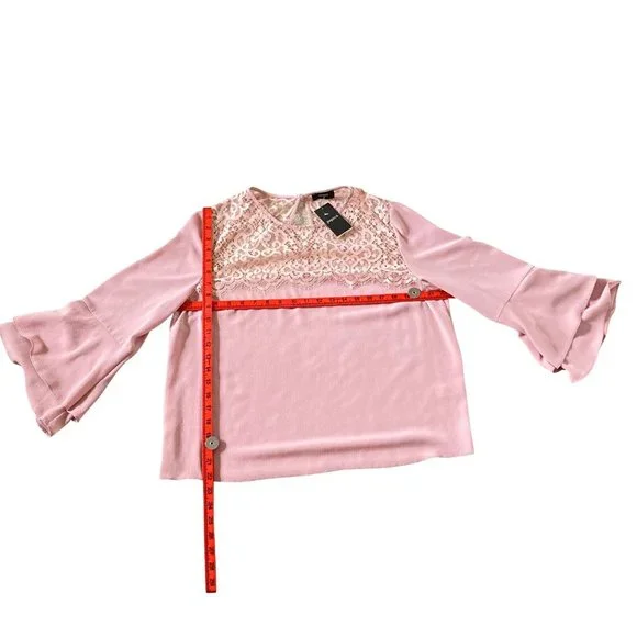 Papaya Women's Dusty Pink With Lace Detailing Long Sleeve Blouse Top Size UK 16 - Picture 11 of 12